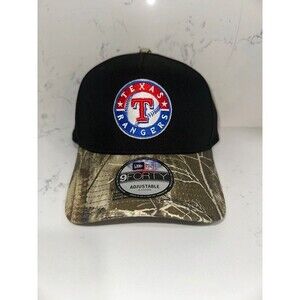 New Era Texas Rangers Exclusive Real Tree 9FORTY A-Frame Snapback Black Hat Cap